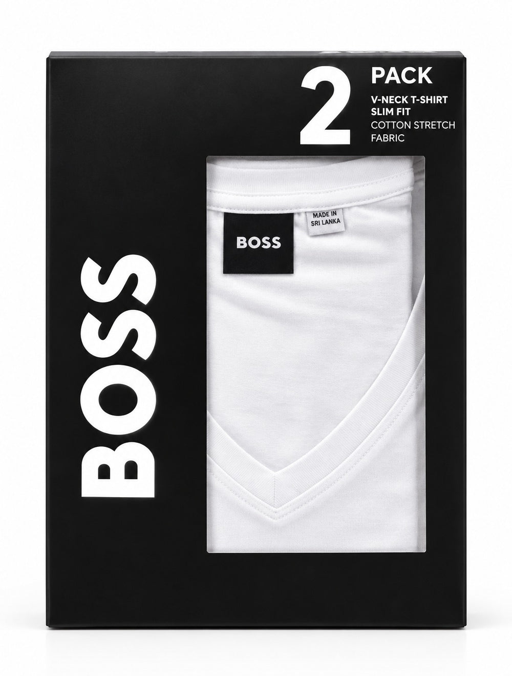 PAQUETE DE PLAYERAS HUGO BOSS V-NECK T-AHIRT SLIM FIT 2PZS BLANCO