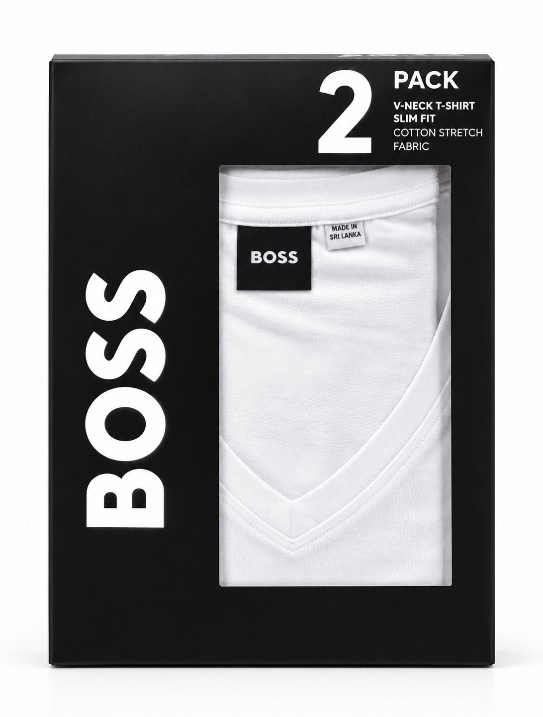 PAQUETE DE PLAYERAS HUGO BOSS V-NECK T-AHIRT SLIM FIT 2PZS BLANCO
