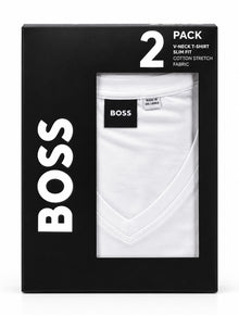 PAQUETE DE PLAYERAS HUGO BOSS V-NECK T-AHIRT SLIM FIT 2PZS BLANCO